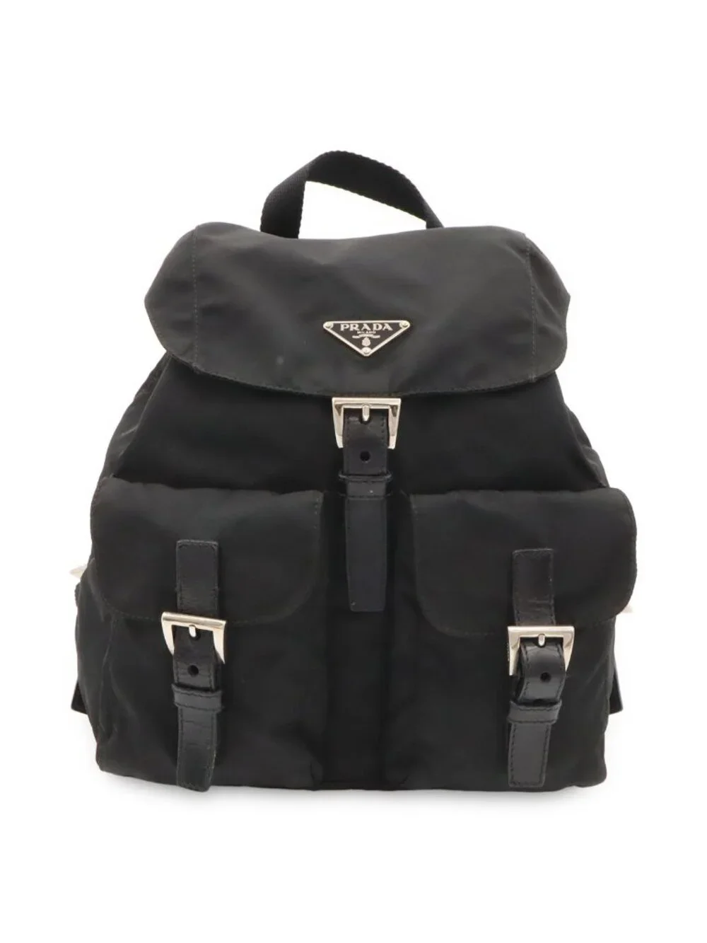 Prada Vela Backpack Nylon Leather Nero Black Silver Domestic Boutique Purchase